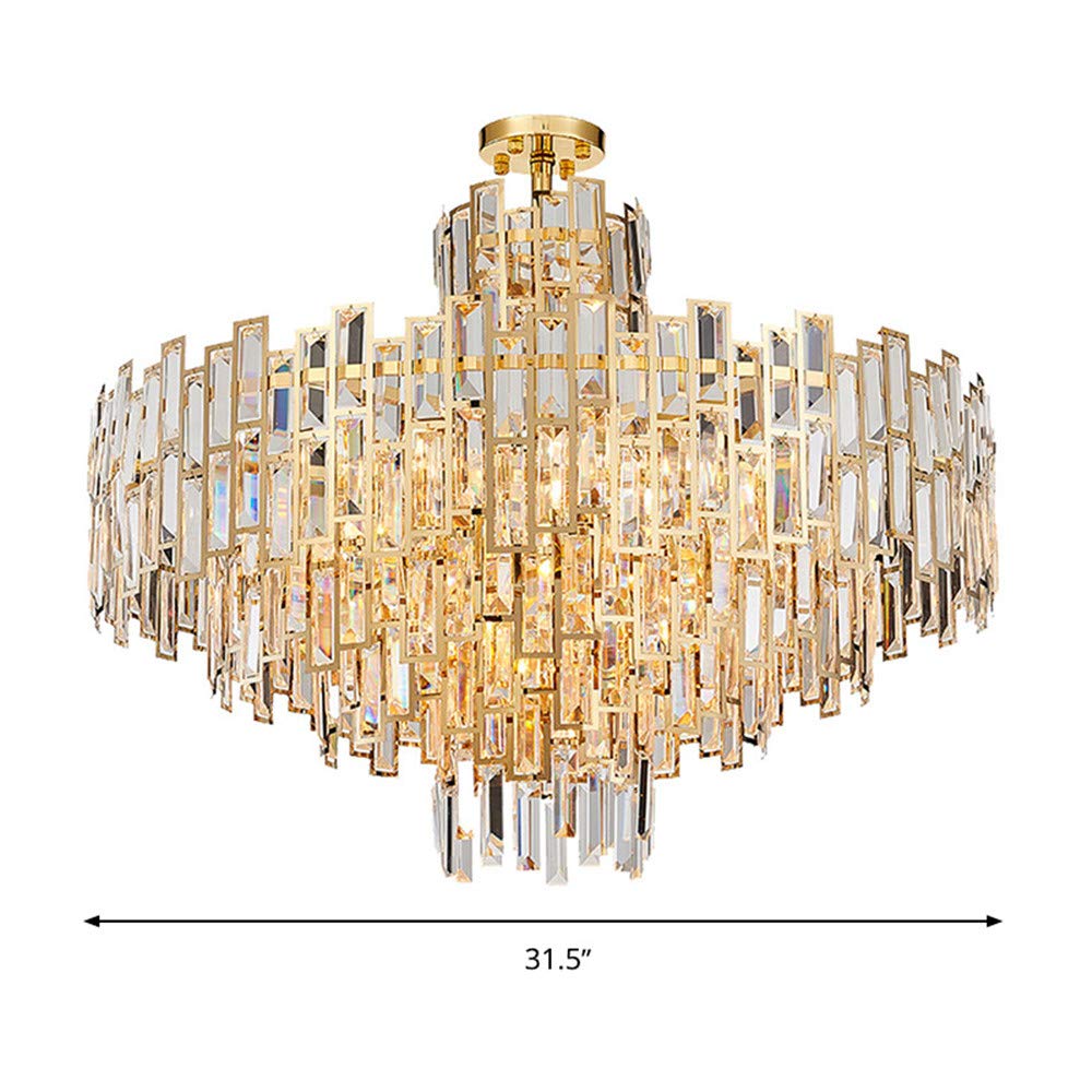 RUNNUP 13-Light Gold Crystal Tiered Pendant Chandelier - 31.5