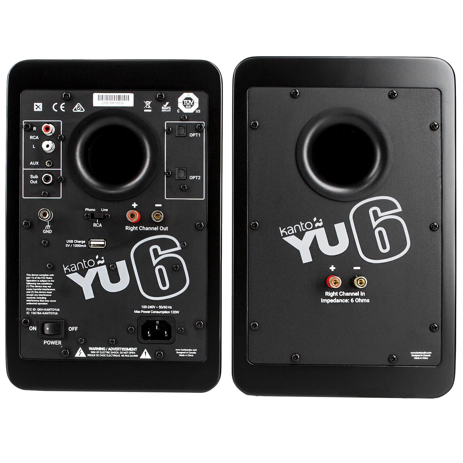 Kanto YU6 Powered Bluetooth Bookshelf Speakers with Phono Preamp - Premium Sound for Vinyl Records, Home Theater, Gaming & Music Streaming