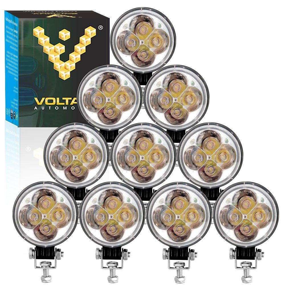 3 Inch Round LED Light Pods - 6000K White LED Fog & Spot Lights for Off-Road Vehicles, Motorcycles, 4x4 Jeep, SUV, ATV, Tractor & Boat (Pack of 10) - Perfect for Night Driving, Off-Roading & Marine Applications