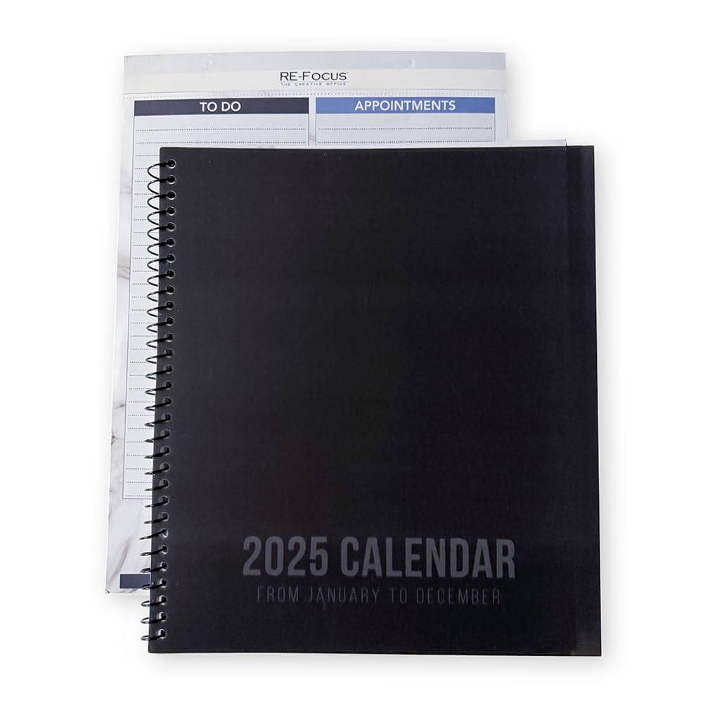 2025 Monthly Planner - 13-Month Calendar with To-Do Lists, Notes & Appointment Tracking | Durable Office Organizer for Daily & Weekly Scheduling | Perfect for Professionals, Students & Home Use (Black)