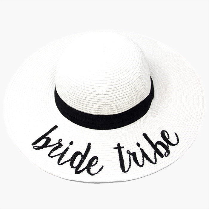 Bride Tribe Embroidered Straw Floppy Sun Hat for Women - Perfect for Beach Weddings, Bachelorette Parties & Summer Vacations