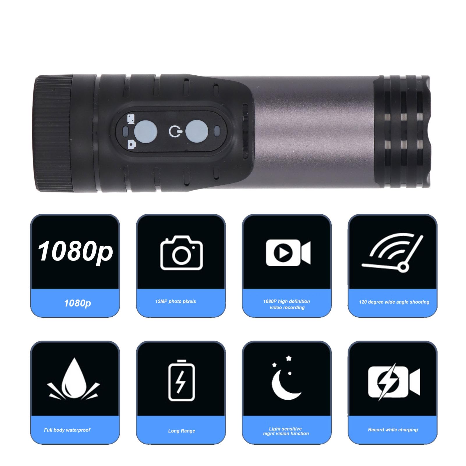HD 1080P WiFi Bicycle Helmet Camera with Flashlight - Waterproof, Anti-Shake Sports Action Camera for Cycling, Mountain Biking & Outdoor Adventures (Silver)