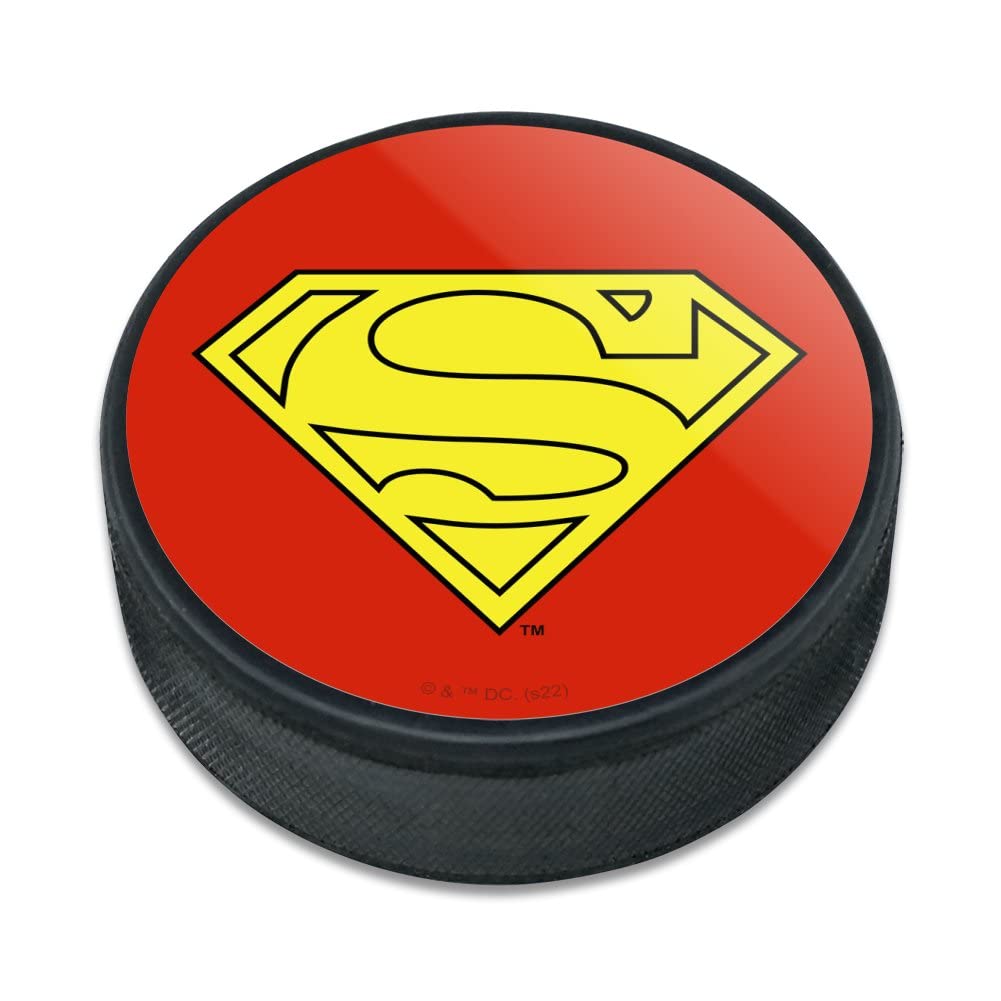 Superman Logo Ice Hockey Puck - Officially Licensed DC Comics Hockey Puck for Games, Collectibles & Fan Gifts - Perfect for NHL Matches, Superhero Parties & Sports Memorabilia Collections