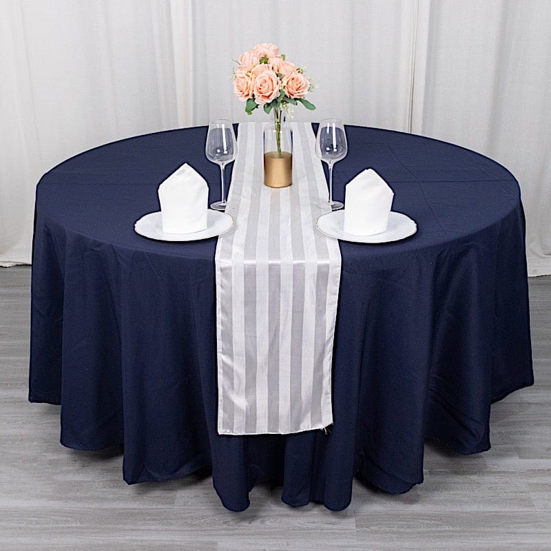 12x108 Inch Striped Satin Table Runner for Weddings - Elegant Dining Decor for Banquets, Parties & Special Events