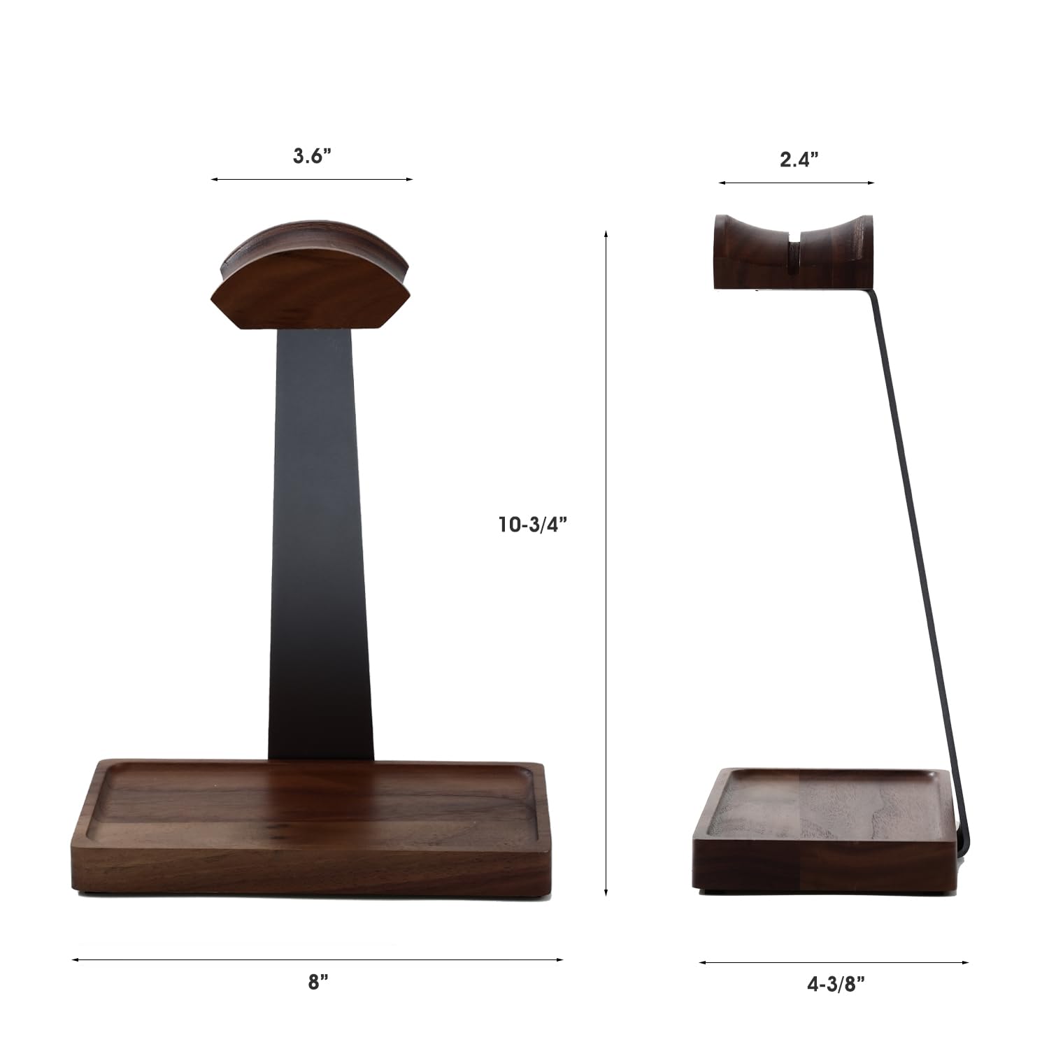 Premium Walnut Wood Headphone Stand with Storage Base - Stylish Desk Organizer for AirPods Max, Bose, Sony, Sennheiser & Gaming Headsets - Perfect Gift for Audiophiles & Gamers - Ideal for Home Office, Gaming Setup & Studio Use