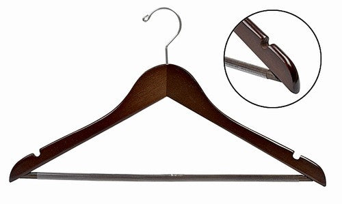 Non-Slip Wooden Suit Hanger with Chrome Bar - Premium Walnut Finish for Men's Dress Shirts & Jackets - Ideal for Closet Organization & Travel