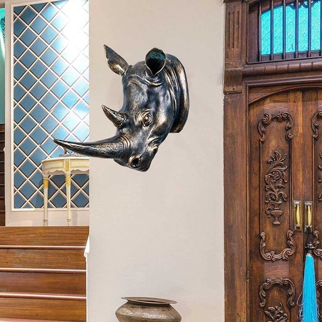 Handmade Bronze Rhino Wall Sculpture - Farmhouse Decor for Home, Kitchen, Dining Room, Bedroom & Living Room | Unique Wall Art Statue for Rustic & Modern Interior Design