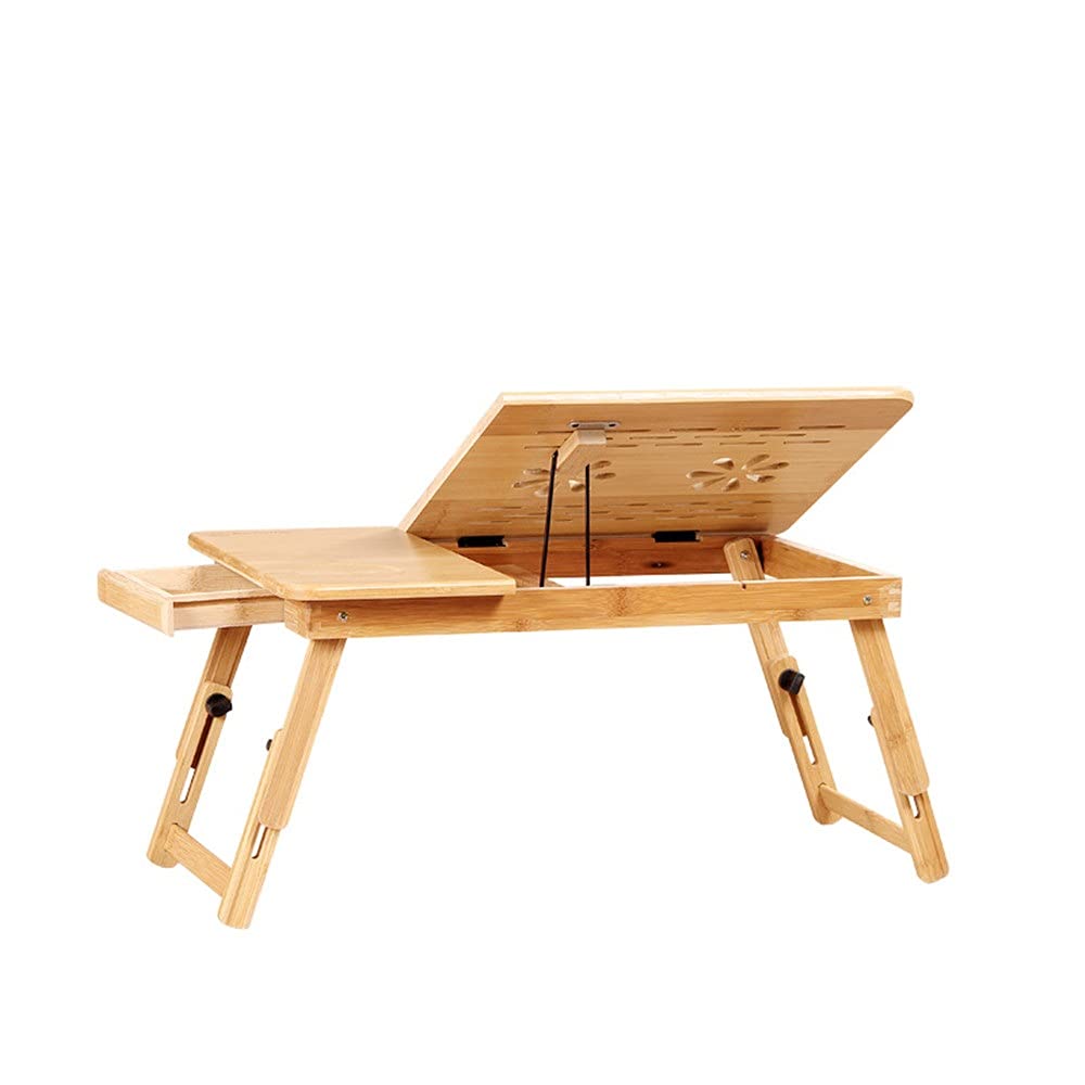 Foldable Lap Desk for Laptop - Portable Laptop Stand for Couch, Bed, Floor - Adjustable Notebook Holder with Coffee Tray - Perfect for Work, Study, Breakfast in Bed (Brown, One Size) - Ideal for Home Office, Remote Work & Cozy Reading