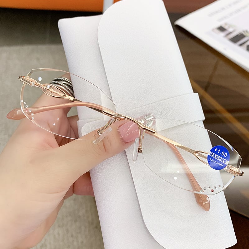Women's Fashion Ultra Light Diamond-Cut Anti Blue Light Reading Glasses - Stylish & Comfortable for Work, Screen Time & Reading