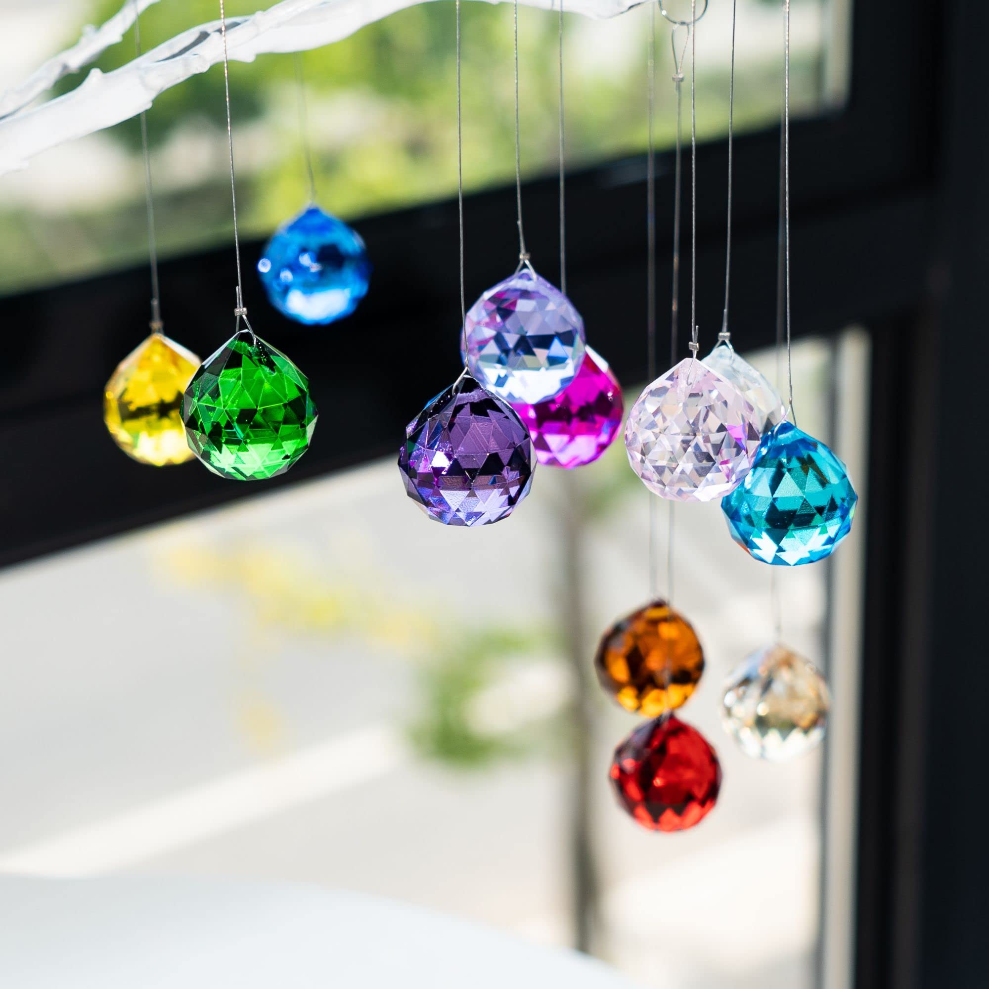 15pcs 30mm Crystal Ball Prism - Handmade Feng Shui Decor, Faceted Rainbow Maker for Home & Office (Multi-Color) | Perfect for Meditation, Gift Giving & Positive Energy