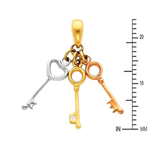 14K Tri-Color Gold Heart Charm Pendant Necklace with 0.65mm Box Chain - Romantic Gift for Her, Valentine's Day, Anniversary & Special Occasions