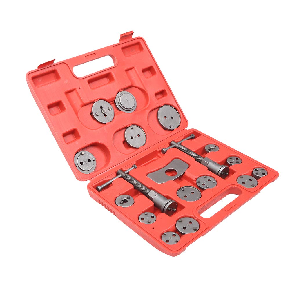 Universal 18-Piece Wind Back Disc Brake Piston Pad Compressor Caliper Tool Kit with Case - Professional Brake Repair Tool for Cars, Trucks & SUVs - Perfect for DIY Mechanics & Auto Shops