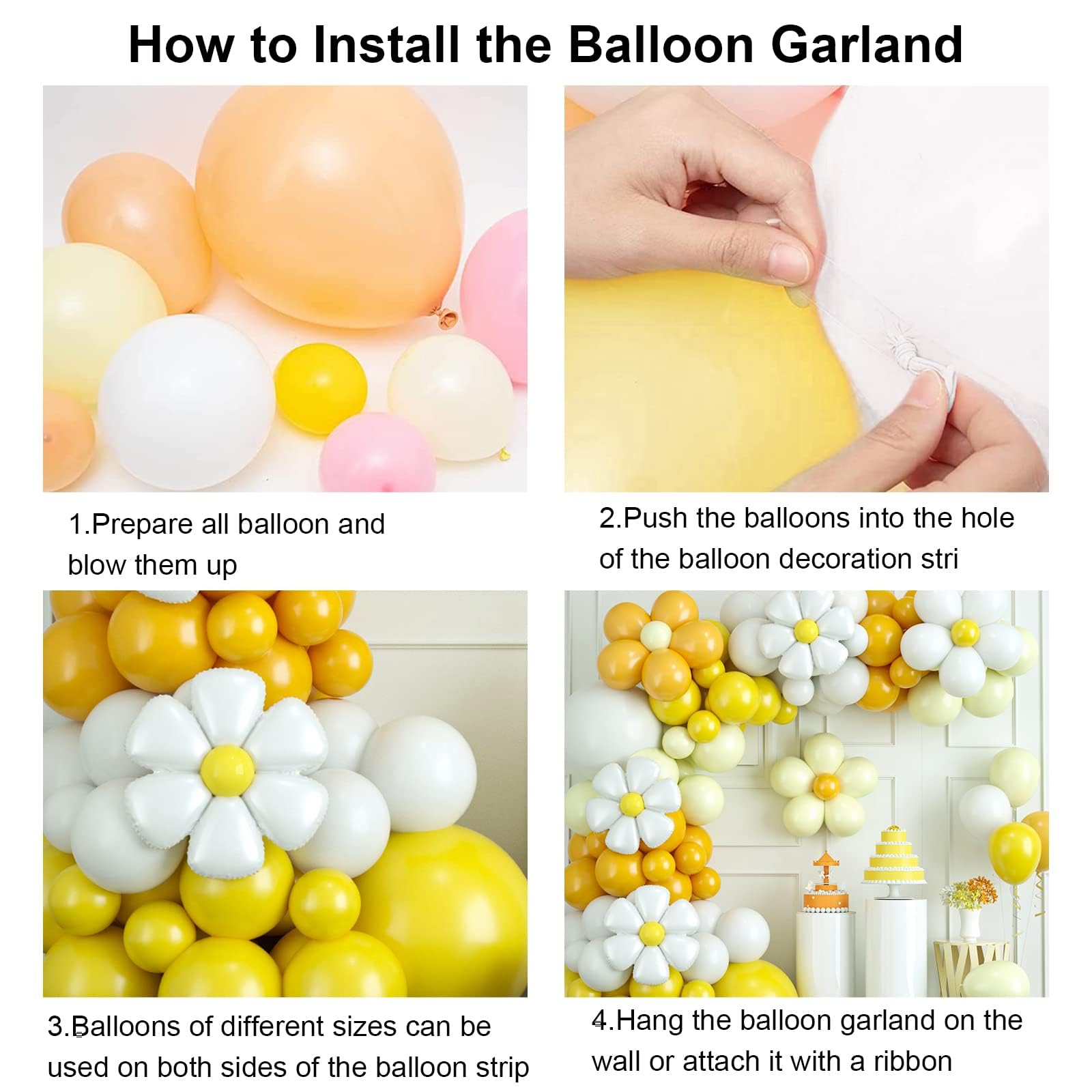 Yellow Daisy Balloon Arch Kit for Birthday & Baby Shower Decor