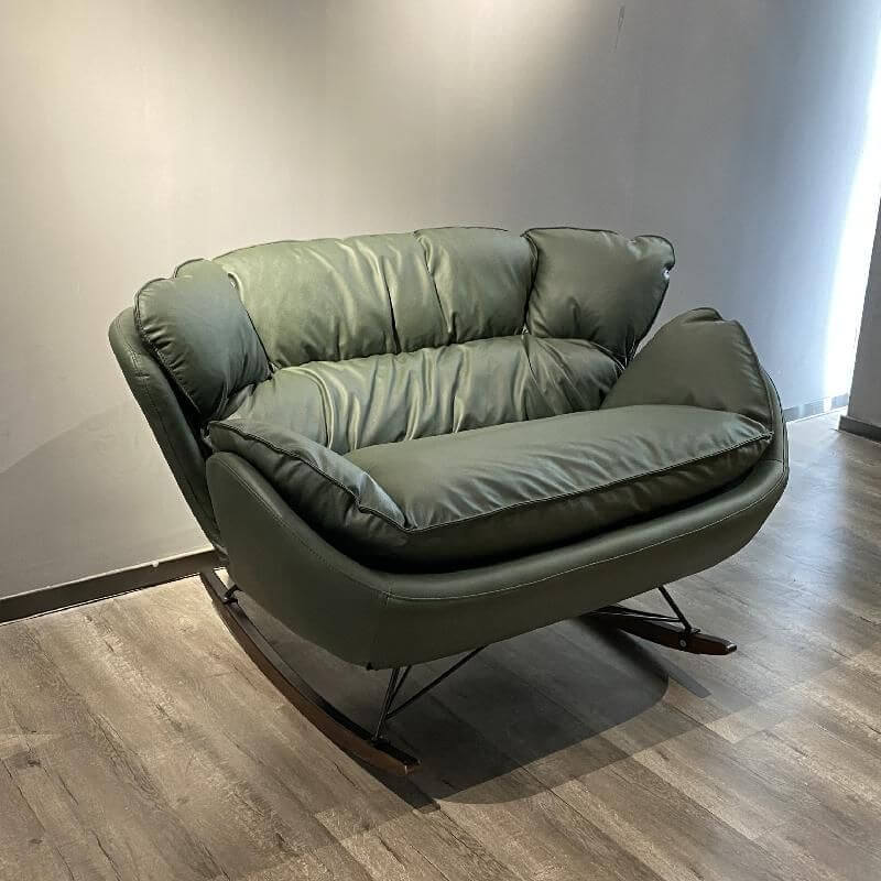 Modern Indoor Rocking Chair with Black Upholstery - Non-Scratch Recessed Arm Design - Perfect for Living Room, Nursery & Relaxation