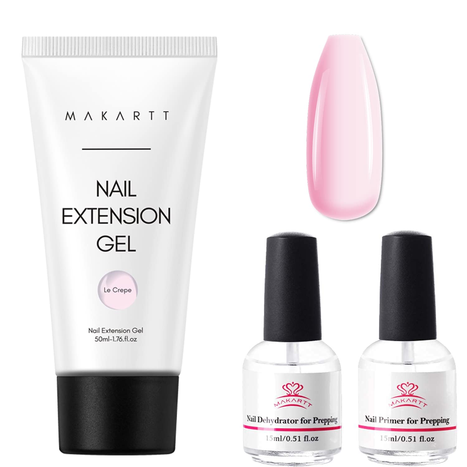 Makartt Light Pink Poly Nail Gel Kit - 50ML Nail Gel with Dehydrator & Primer Liquid for Professional Nail Art | Perfect for Salon, Home Manicures & DIY Nail Designs