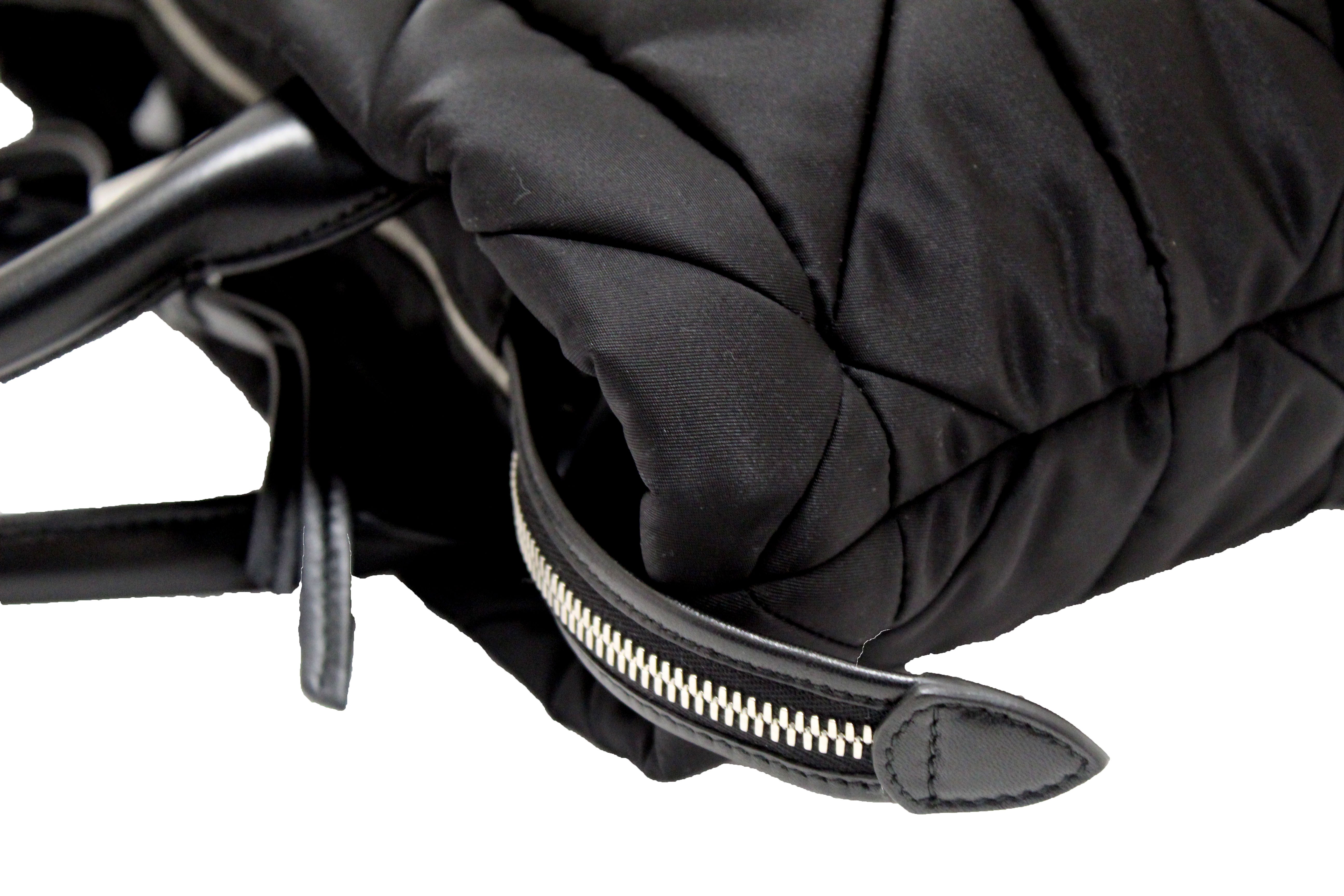 Authentic Prada Black Re-Nylon Small Padded Tote Bag for Women - Luxury Designer Handbag for Work, Travel & Everyday Use