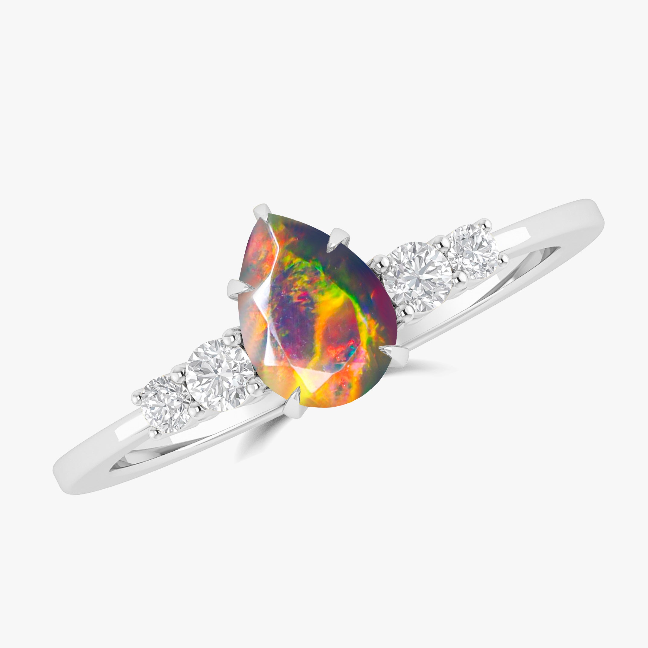 Natural Black Opal Faceted Pear Ring - Elegant Handmade Jewelry for Women | Perfect for Weddings, Parties & Special Occasions