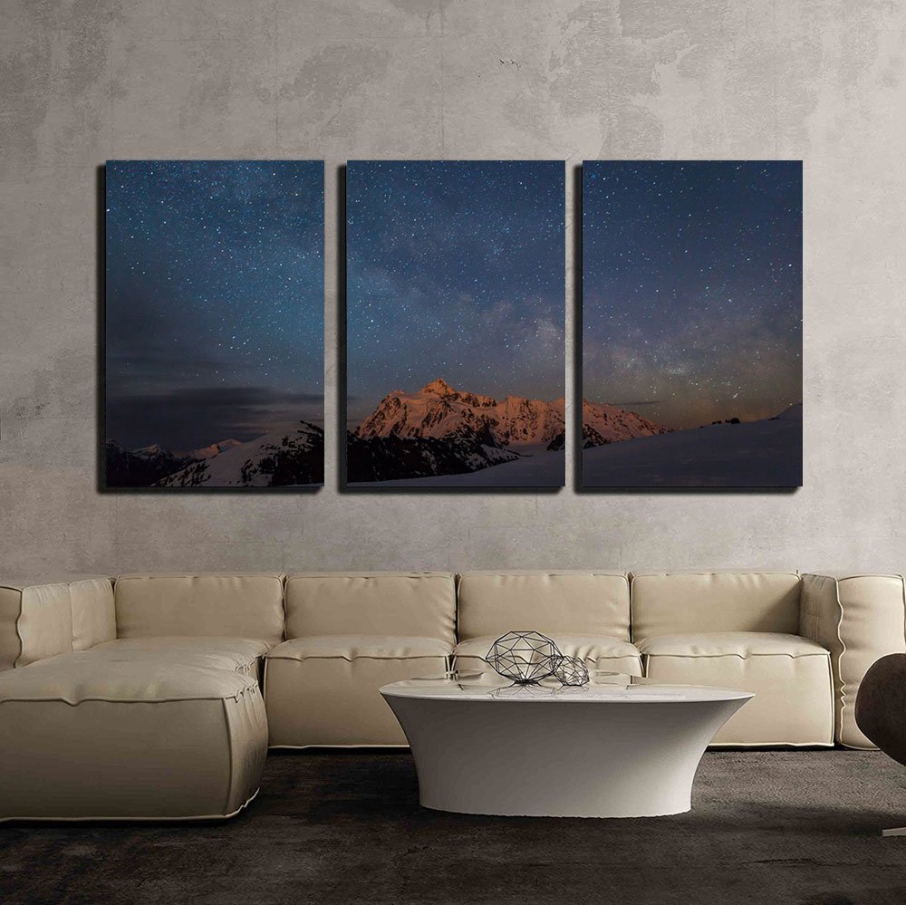 Wall26 - 3 Piece Canvas Wall Art Milky Way Over Cathedral Rock - Modern Framed Home Decor for Living Room, Bedroom & Office - Ready to Hang 24x36 Inch Triptych Landscape Painting
