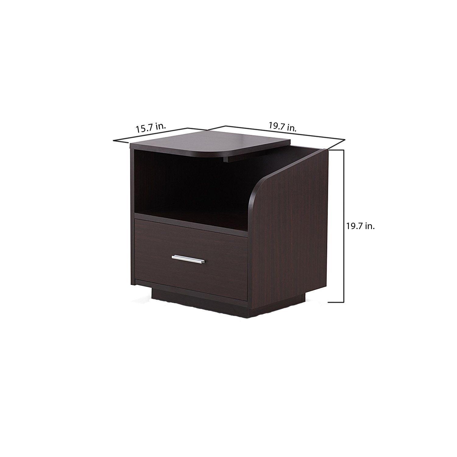 Furniture of America Chard Modern Wood Nightstand with 1 Drawer - Walnut Finish Bedside Table for Living Room, Bedroom & Office