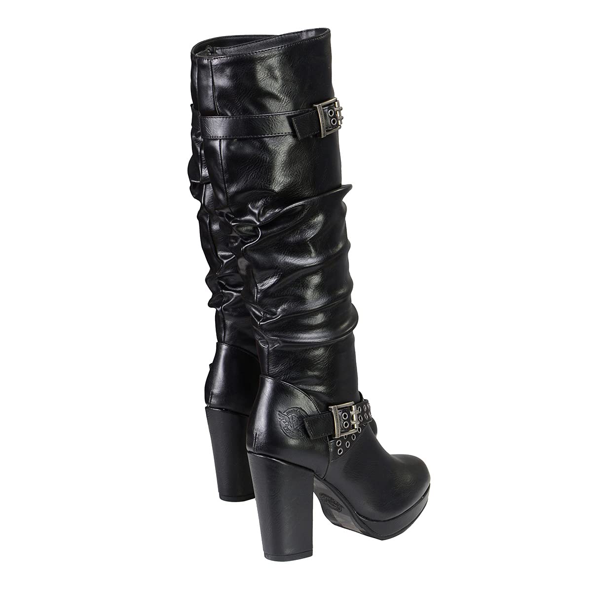 Premium Milwaukee Leather Women's Tall Black Fashion Biker Boots - Size 8 | Stylish Casual Riding & Everyday Wear for Motorcycle Enthusiasts