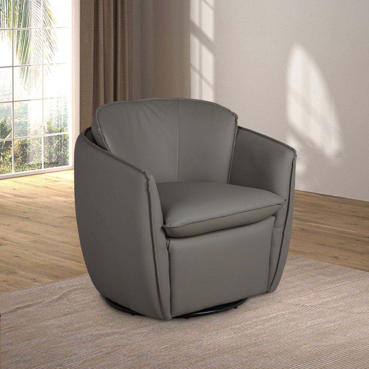 Gibson Modern Swivel Chair - 360 Degree Rotating Accent Chair for Living Room, Office & Lounge - Comfortable Upholstered Fabric Seat with Sturdy Metal Base - Perfect for Reading, Relaxing & Entertaining