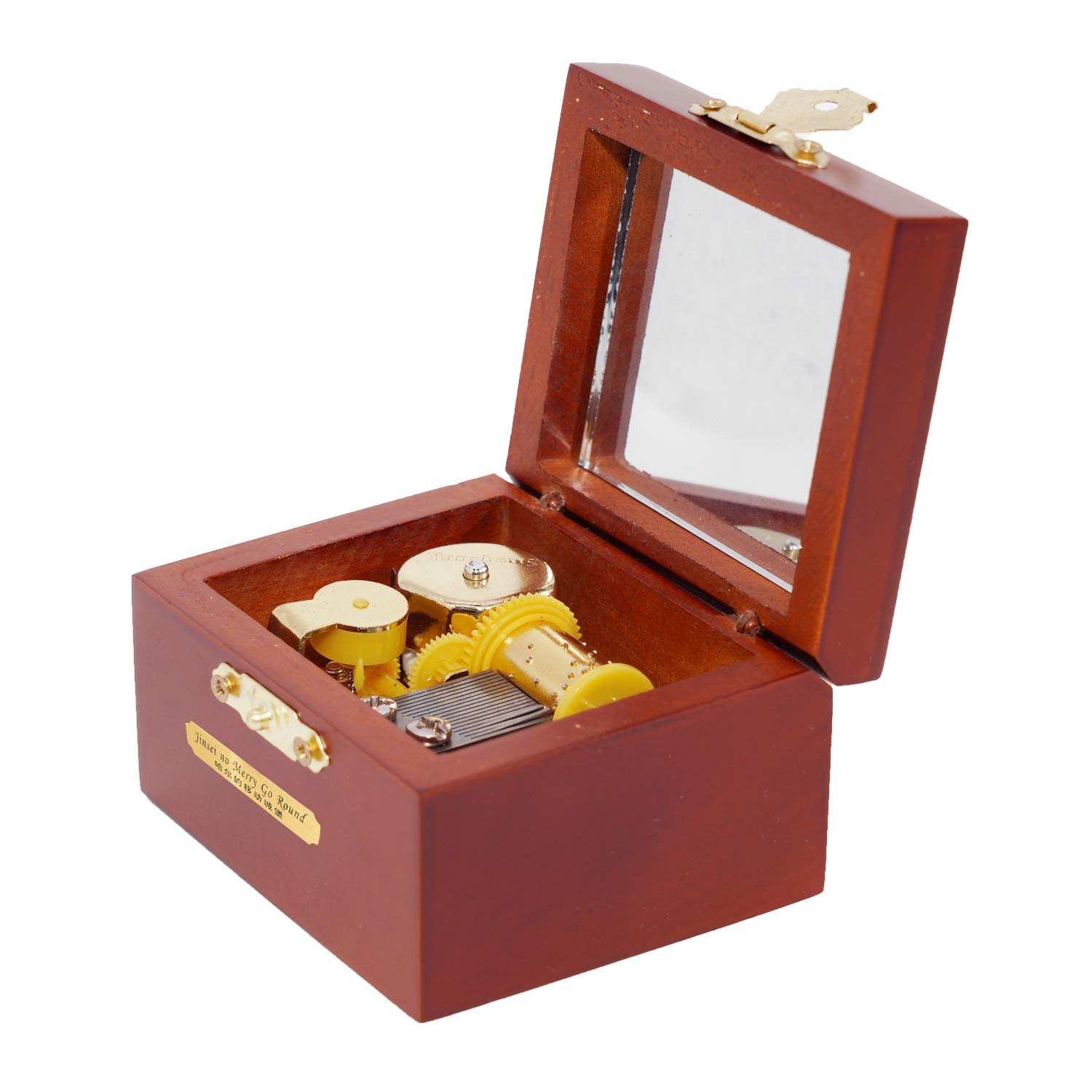 Beauty and The Beast Wooden Music Box with Wind-Up Gold Mechanism & Mirror - Perfect Musical Gift for Disney Fans, Collectors & Romantic Occasions