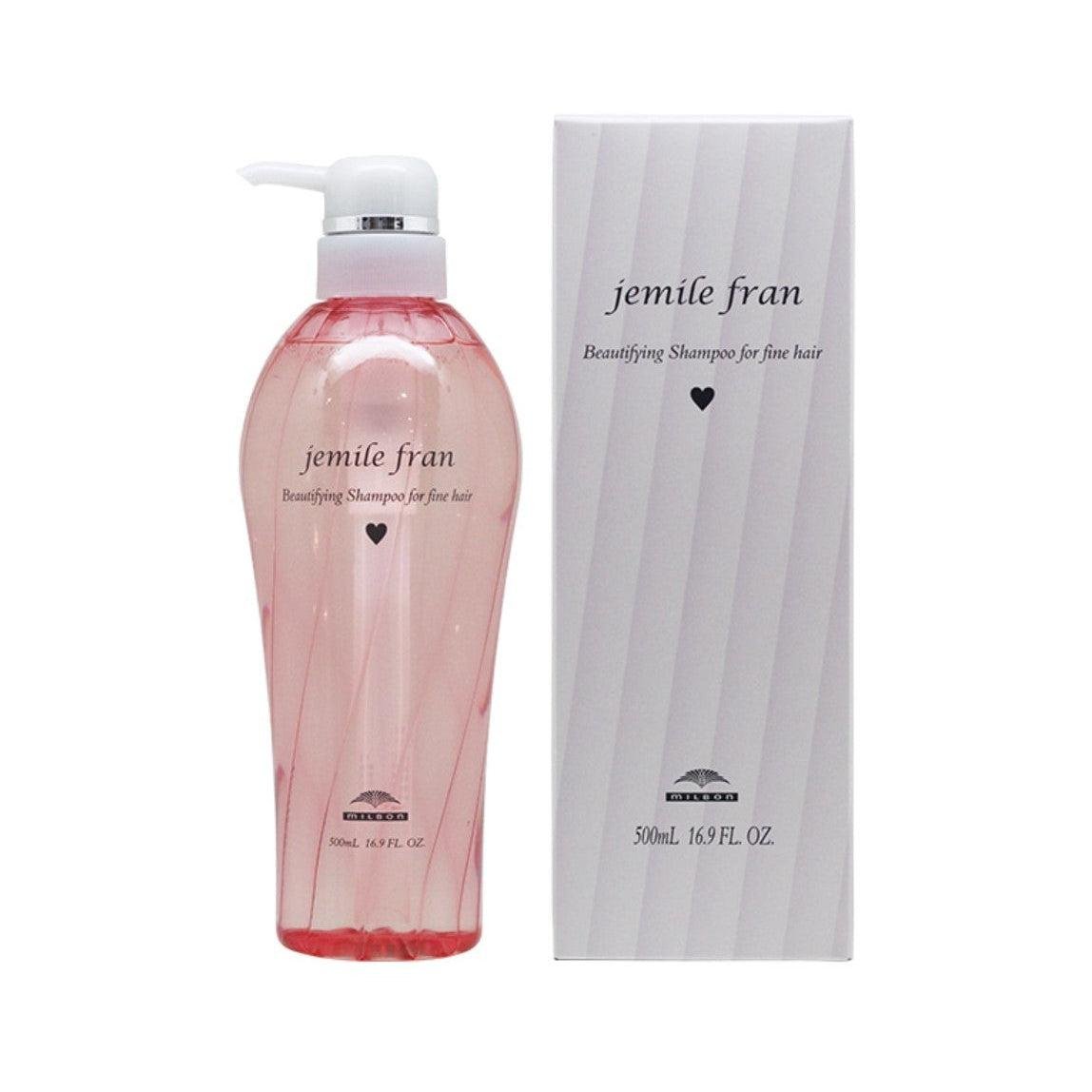 Milbon Jemile Fran Shampoo 500ml - Volumizing Shampoo for Fine & Thin Hair - Adds Body & Shine - Perfect for Daily Hair Care & Salon-Quality Results at Home