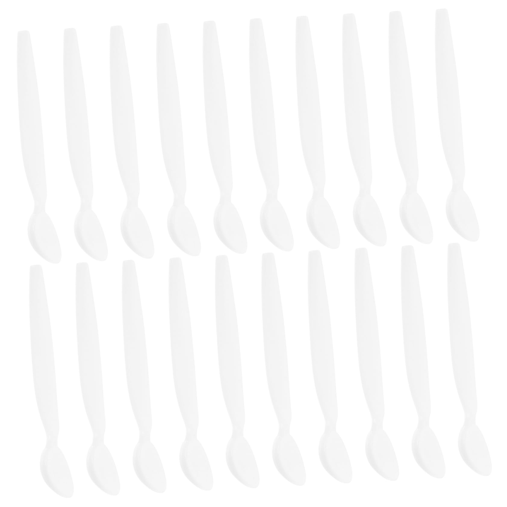 20pcs White PP Makeup Scoop Spatulas - Reusable Cosmetic Spoons for Skincare, Foundation & Creams - Perfect for Makeup Artists & Beauty Enthusiasts at Home or Salon