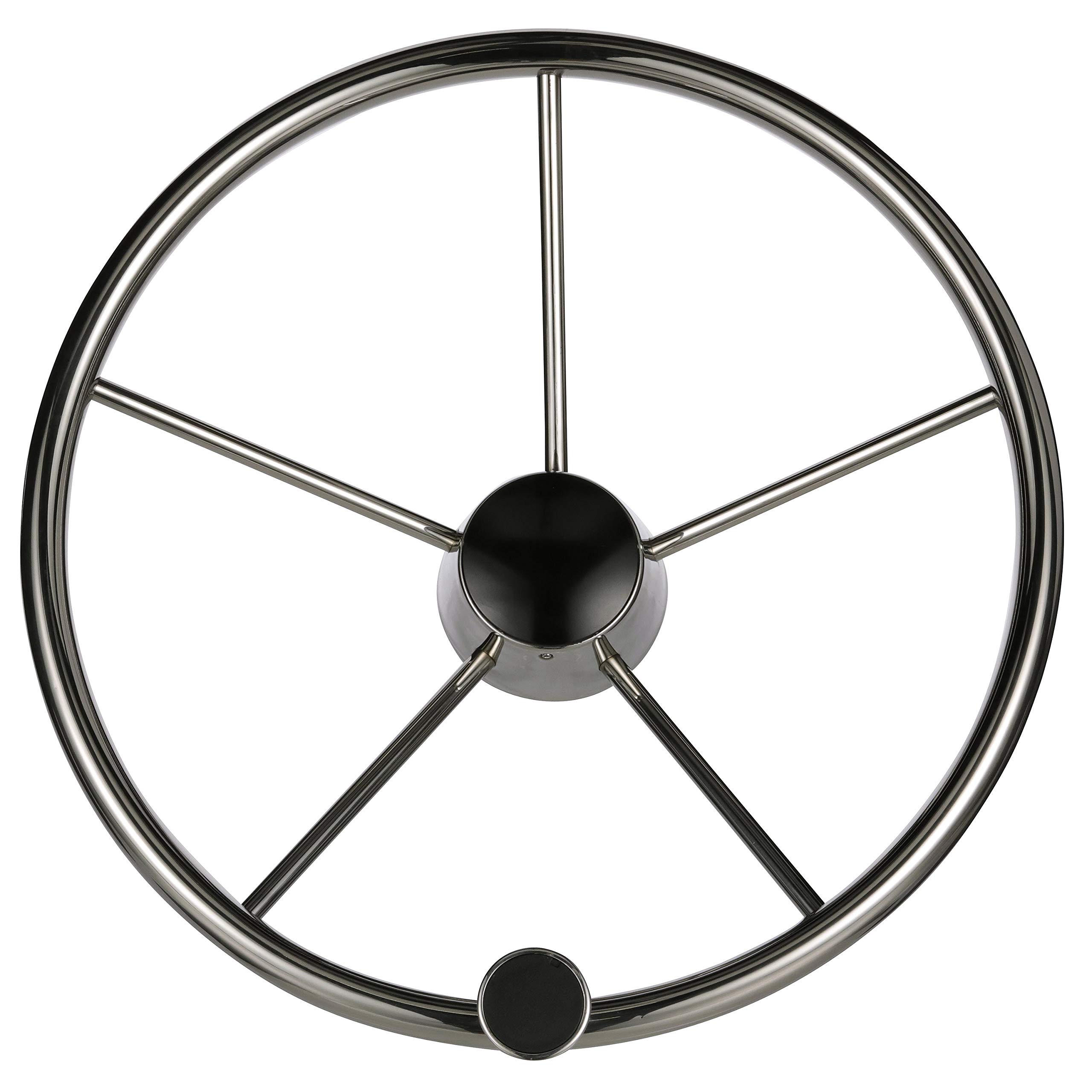 Seachoice 5-Spoke Destroyer Steering Wheel - Black Marine Boat Steering Wheel for Fishing & Cruising Boats - Perfect for Offshore & Inshore Watercraft