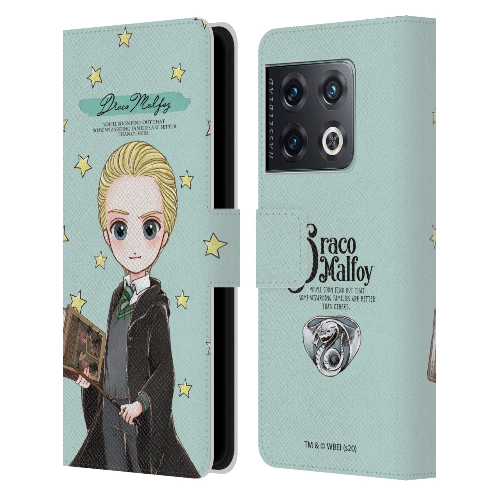 Head Case Designs Harry Potter Draco Malfoy Deathly Hallows Leather Wallet Case for OnePlus 10 Pro - Premium Phone Cover for Fans, Work & Travel