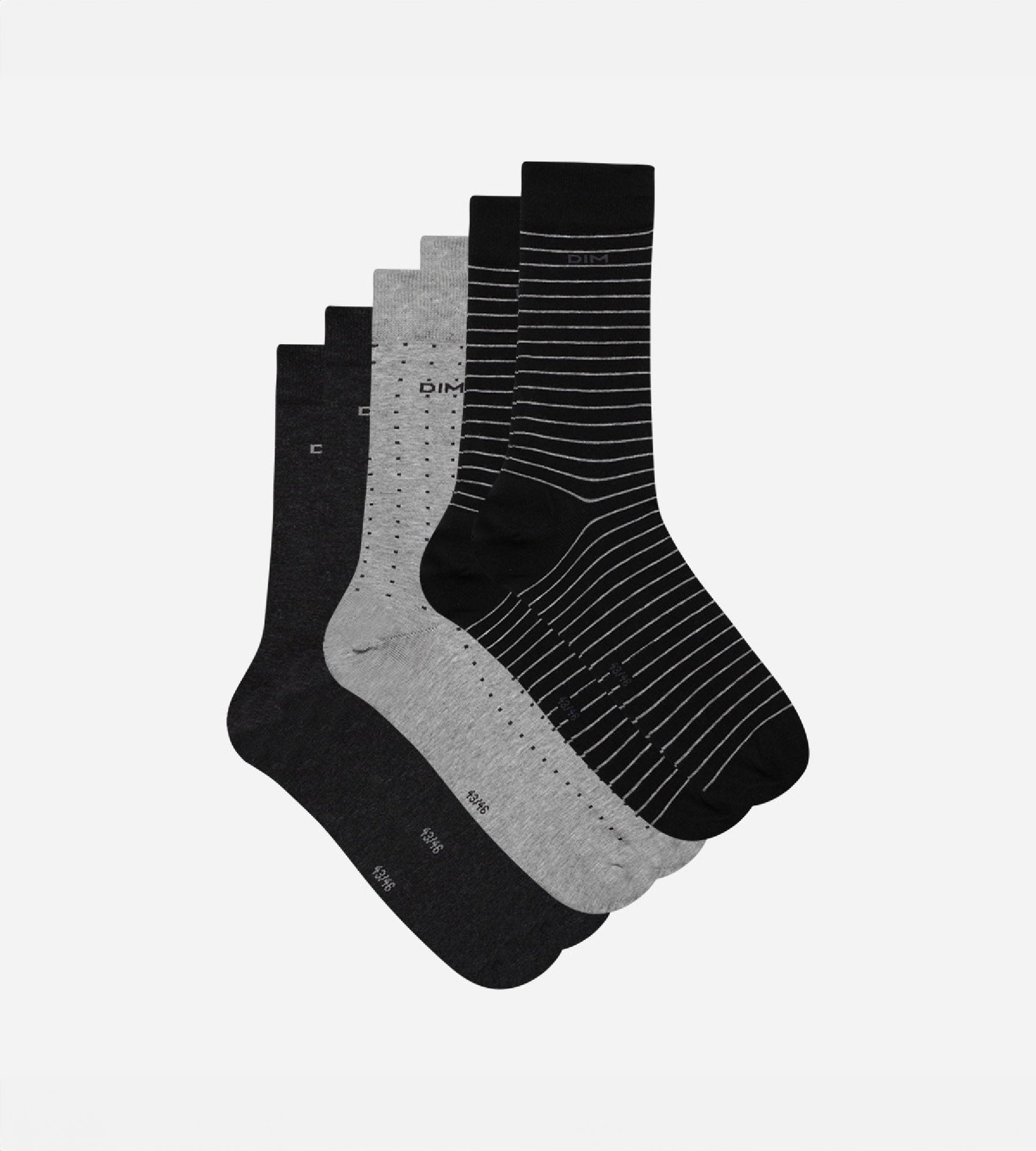 3-Pack Men's Black & Charcoal Striped Polka Dot Socks - Casual, Dress & Everyday Wear for Work, Office & Outdoor Activities