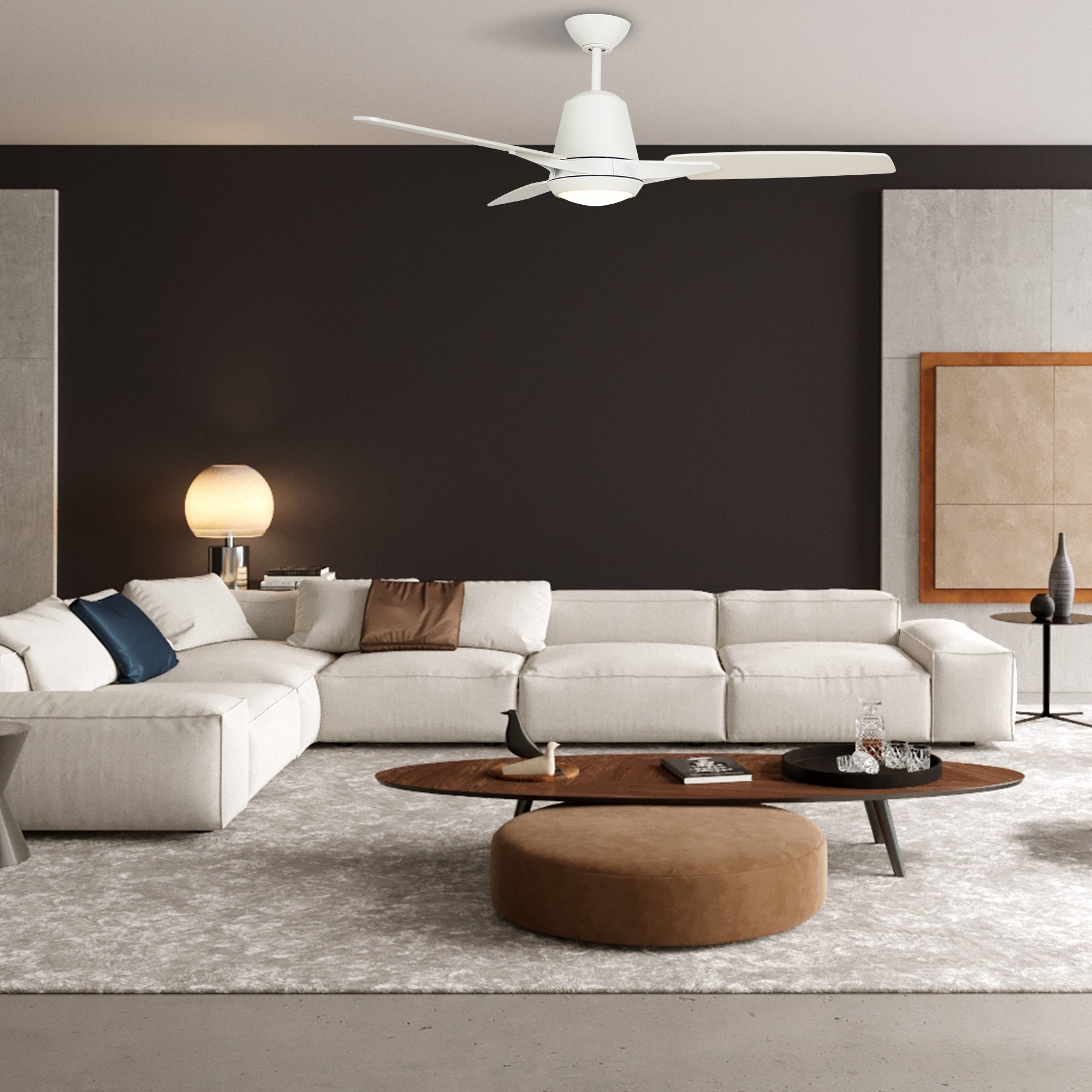 52 Inch Smart Ceiling Fan with LED Light Kit & Remote Control - Modern Bluetooth WiFi Enabled Fan for Living Room, Bedroom, Patio - Quiet Reversible DC Motor, Dimmable Lighting, Energy Efficient