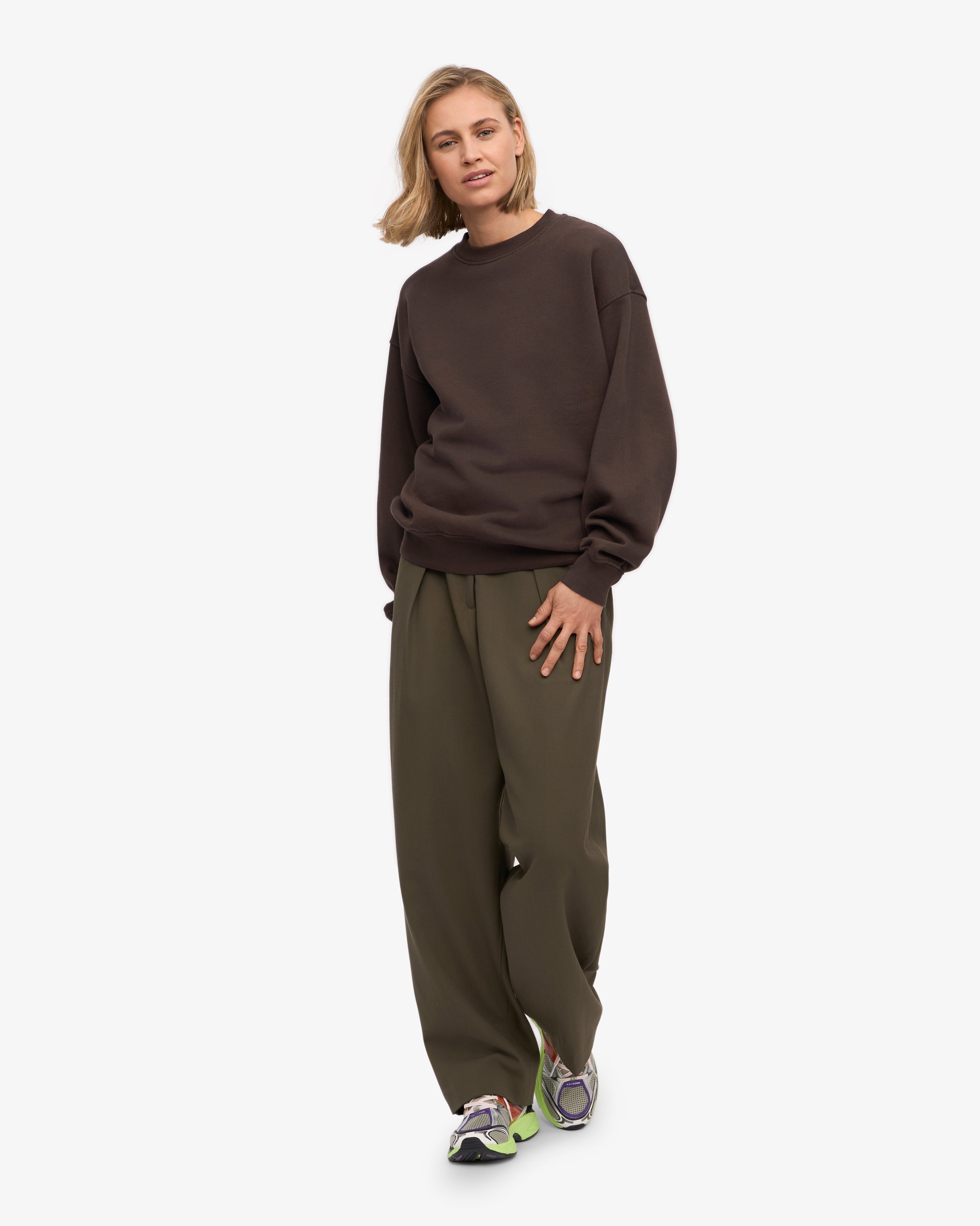 Organic Oversized Crewneck Sweatshirt - Coffee Brown | Soft & Comfortable Pullover for Men & Women | Perfect for Casual Wear, Lounge & Outdoor Activities