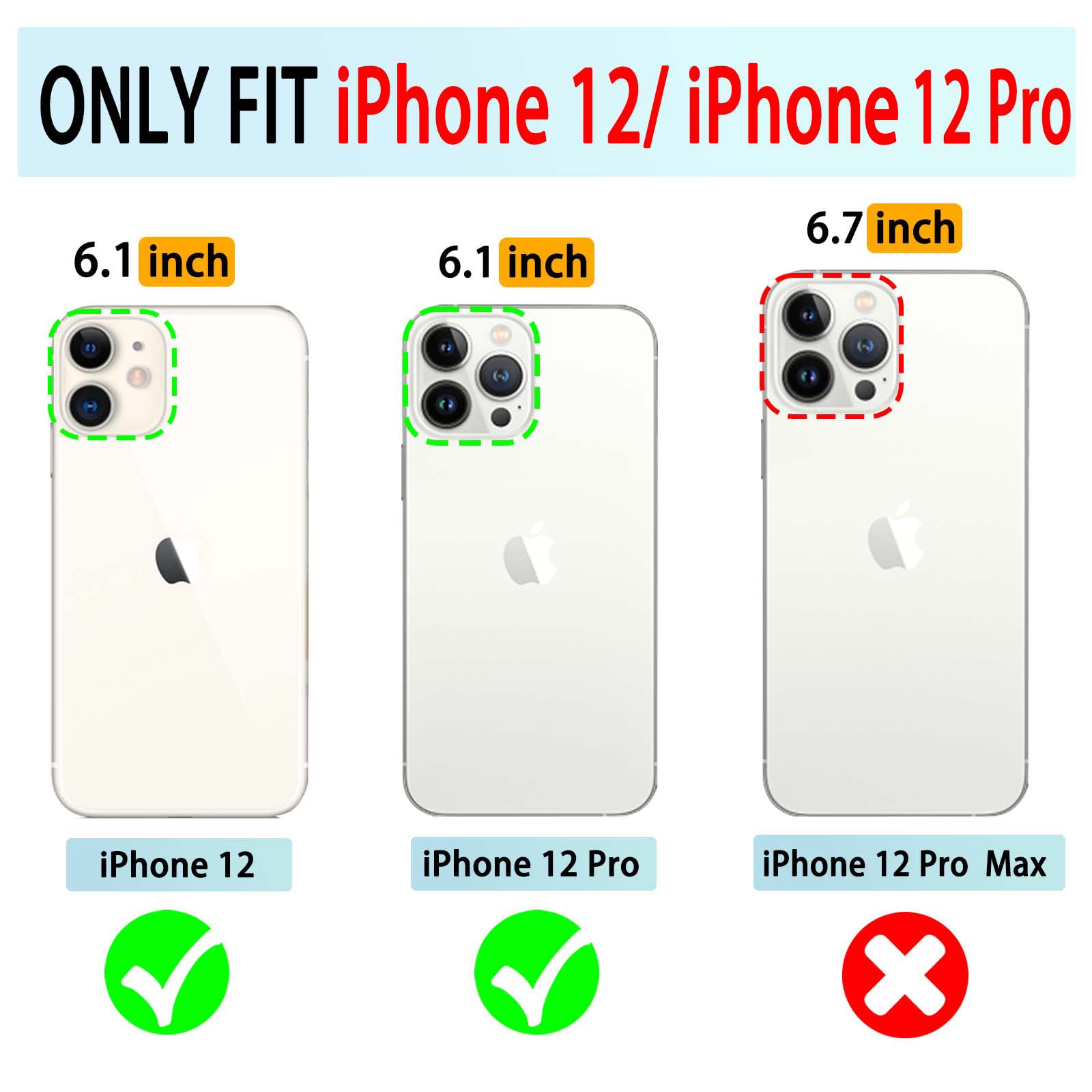 VANAVAGY iPhone 12/12 Pro Wallet Case - RFID Blocking Leather Flip Cover with Card Holder & Wrist Strap | Wireless Charging Compatible | Includes Tempered Glass Screen Protector | Midnight Green | Perfect for Daily Use, Travel & Business Meetings
