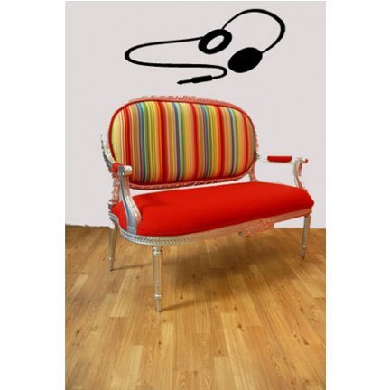 WS00183 Red Vinyl Headphones Wall Decal Sticker - Music Room Decor, Bedroom Art, Studio Graphic Design