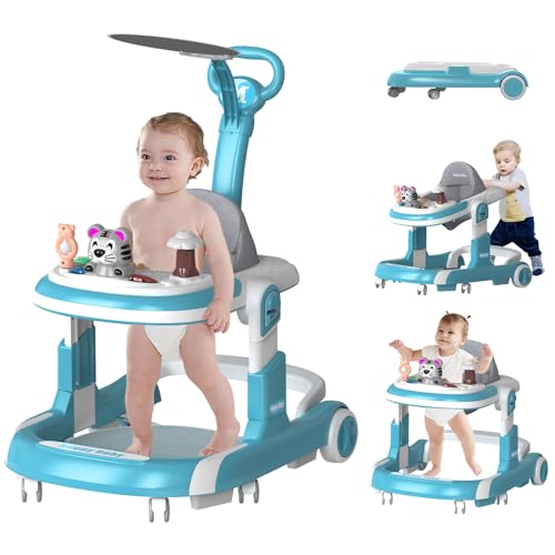 **Best Baby Walkers for 7-18 Months - Adjustable 5-in-1 Activity Walker with Wheels for Boys & Girls (Blue) - Perfect for Learning to Walk & Playtime Fun**