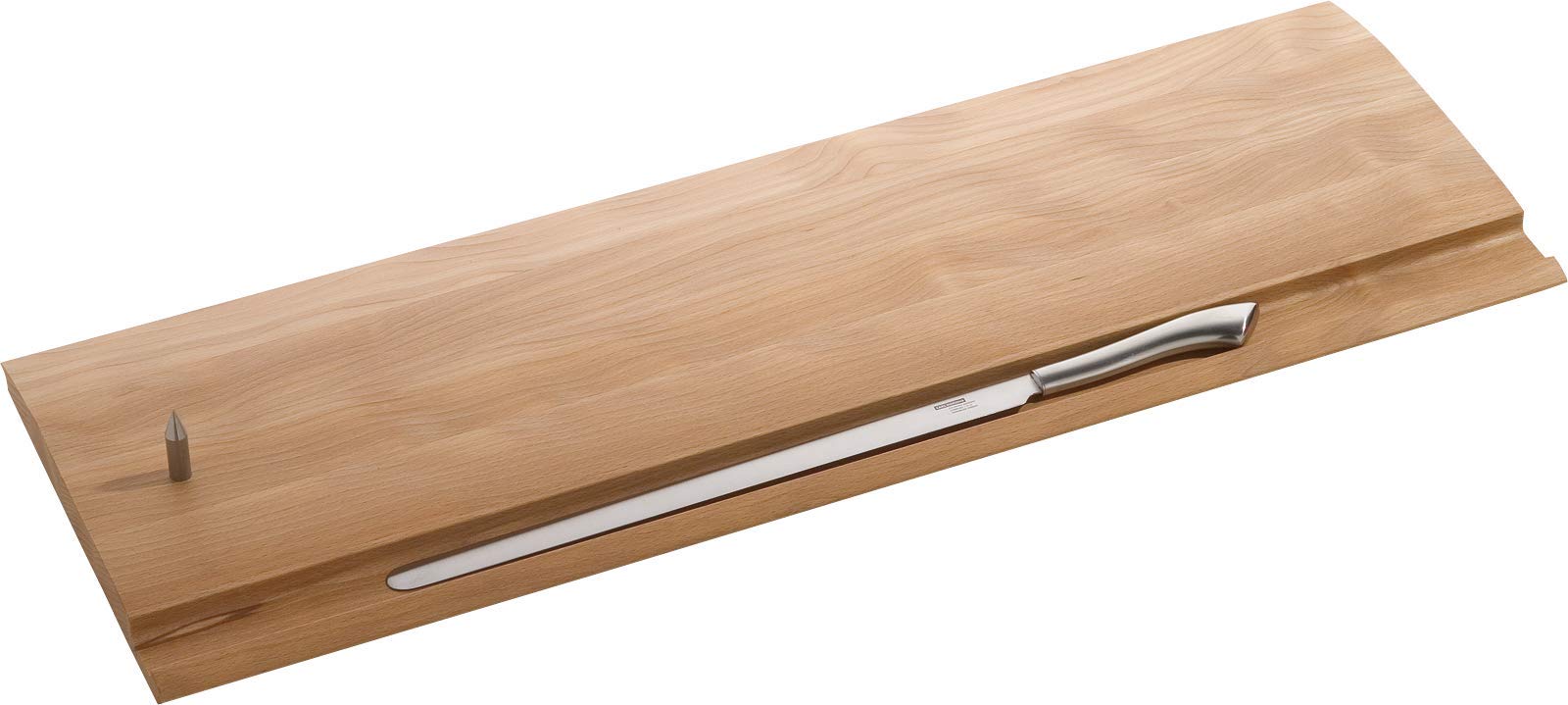Premium Carl Mertens Taglio Salmon Cutting Board - Natural Beech Wood with Stainless Steel Knife - Perfect for Slicing Salmon, Sushi, Cheese & Charcuterie - Ideal Gift for Home Chefs & Entertaining
