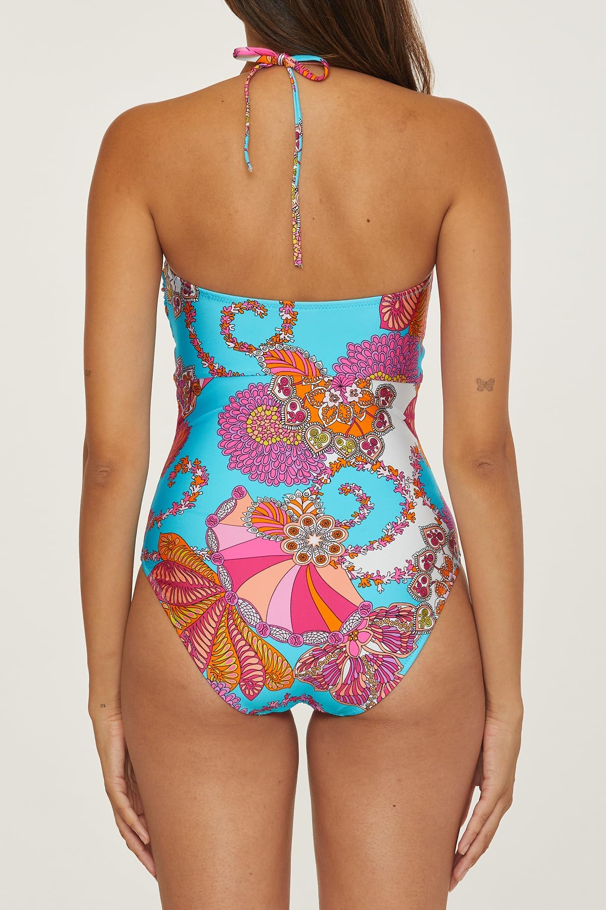 Trina Turk Women's Meilani Bandeau One Piece Swimsuit - Floral Print, Adjustable Straps, Tie Back Bathing Suit for Women | Beach Vacation, Pool Party, Summer Swimwear