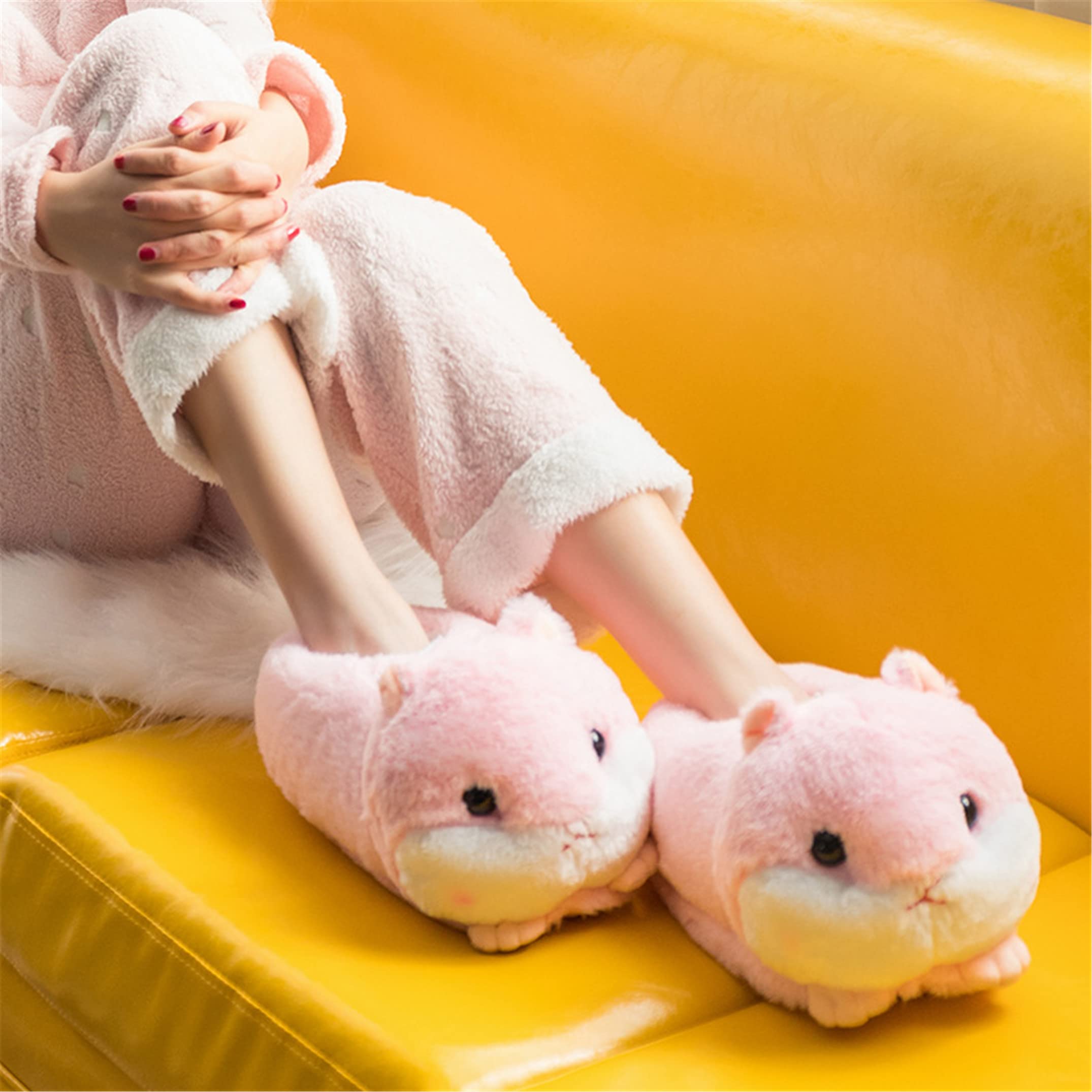 Adorable Pig Cartoon Fuzzy House Slippers for Women - Cozy Winter Indoor/Outdoor Slides with Non-Slip Sole - Perfect for Home, Lounge & Gift Giving