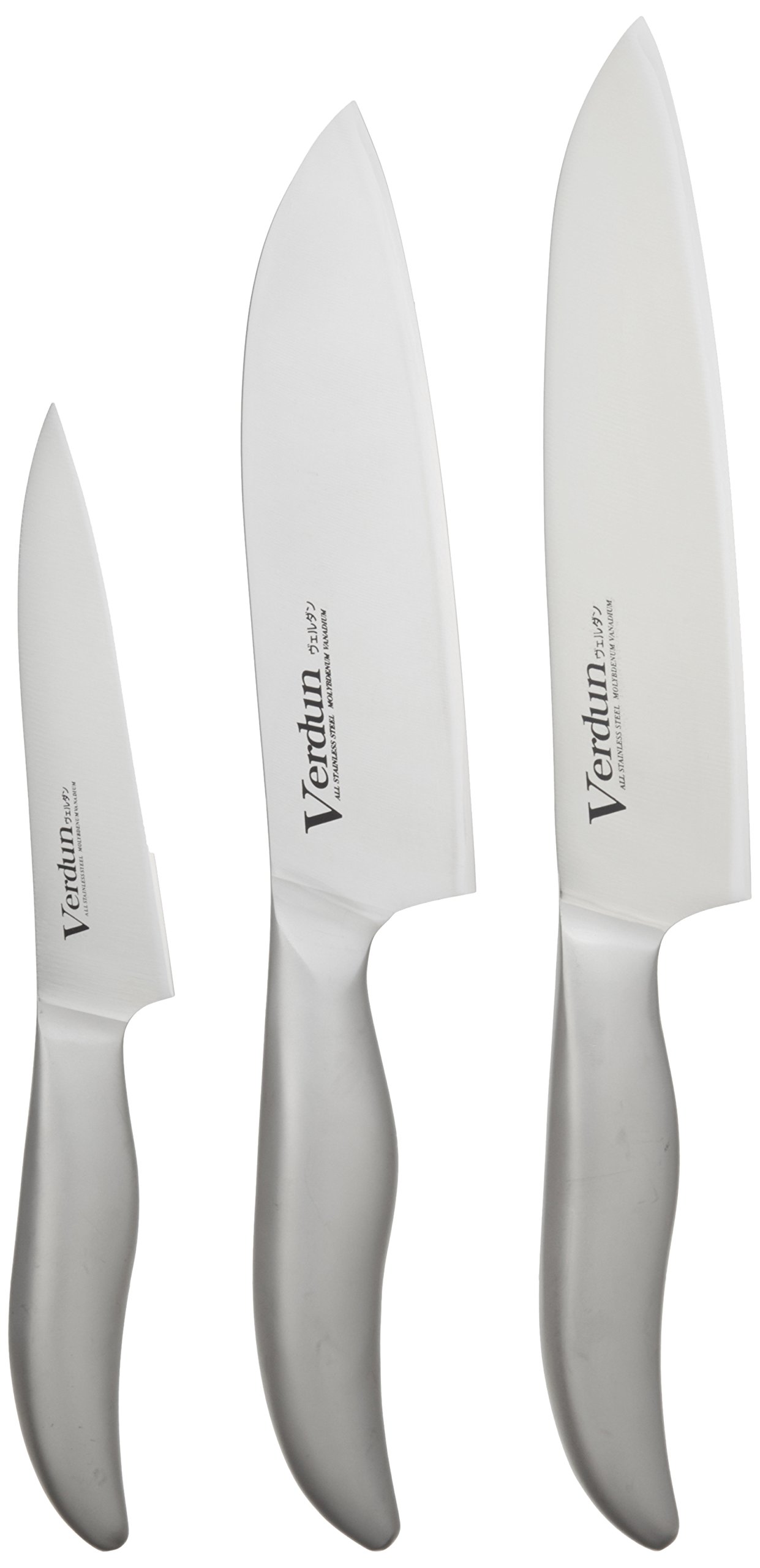 Premium Set of 3 Stainless Steel Japanese Kitchen Knives - Santoku, Chef's & Utility Knives for Professional Cooking & Home Use | Durable, Sharp & Ergonomic for Slicing, Dicing & Chopping Vegetables, Meat & Fish