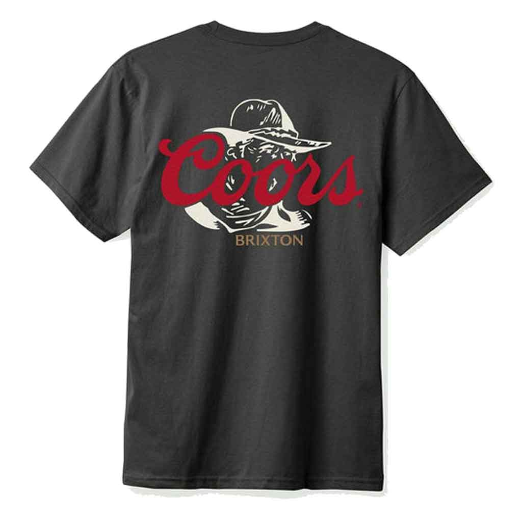 Brixton x Coors Wayne Short Sleeve T-Shirt for Men - Black Cotton Casual Tee for Summer, Streetwear & Outdoor Activities