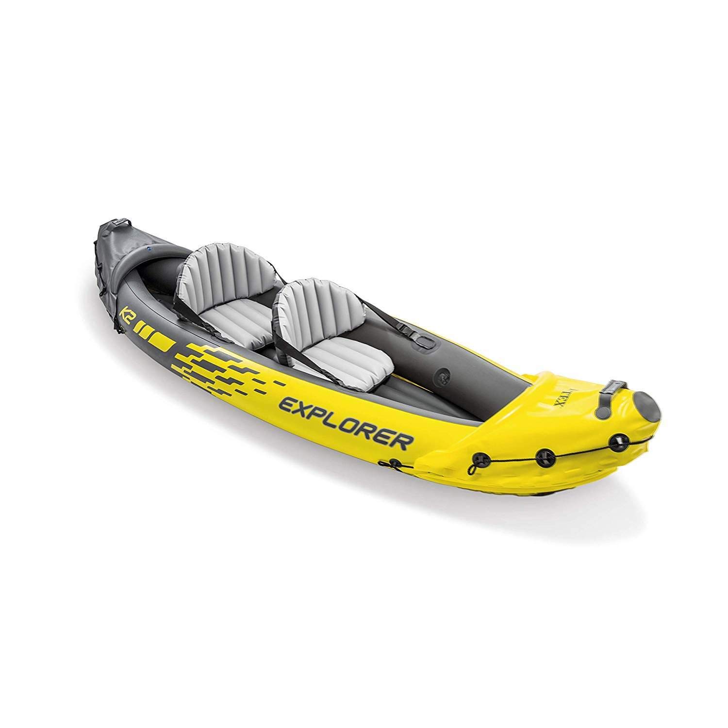 Intex Explorer K2 2-Person Inflatable Kayak with Aluminum Oars & Pump - Intex Challenger K1 1-Person Inflatable Kayak with Oar & Hand Pump - Portable Kayaks for Lakes, Rivers & Recreational Water Sports