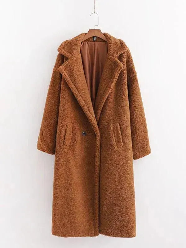 Women's Warm Fur Woolen Overcoat - Winter Fashion Coat for Women, Soft & Cozy Outerwear with Thick Insulation - Perfect for Cold Weather, Snow Days & Outdoor Activities