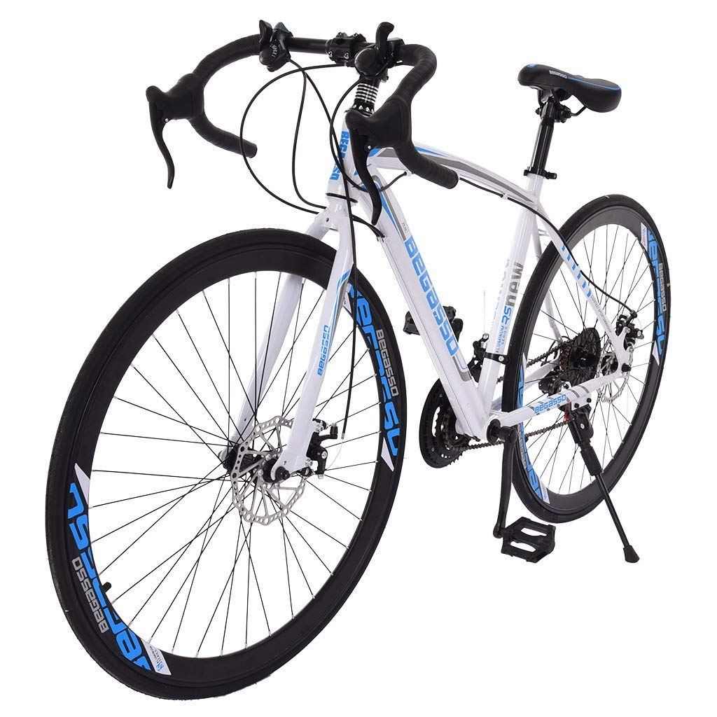 TUTAVIAW 21 Speed 700C Gravel Bike for Men - Lightweight Streamlined Frame, Full Suspension & Dual Disc Brakes - Road Racing & Commuter Bike for Adults - Perfect for Urban Commuting & Off-Road Adventures