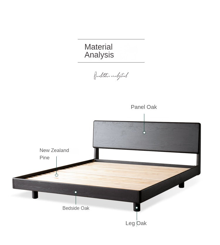 Solid Oak Wood Luminous Floating Bed Frame - Modern Platform Bed with LED Lighting for Bedroom, Guest Room or Dorm