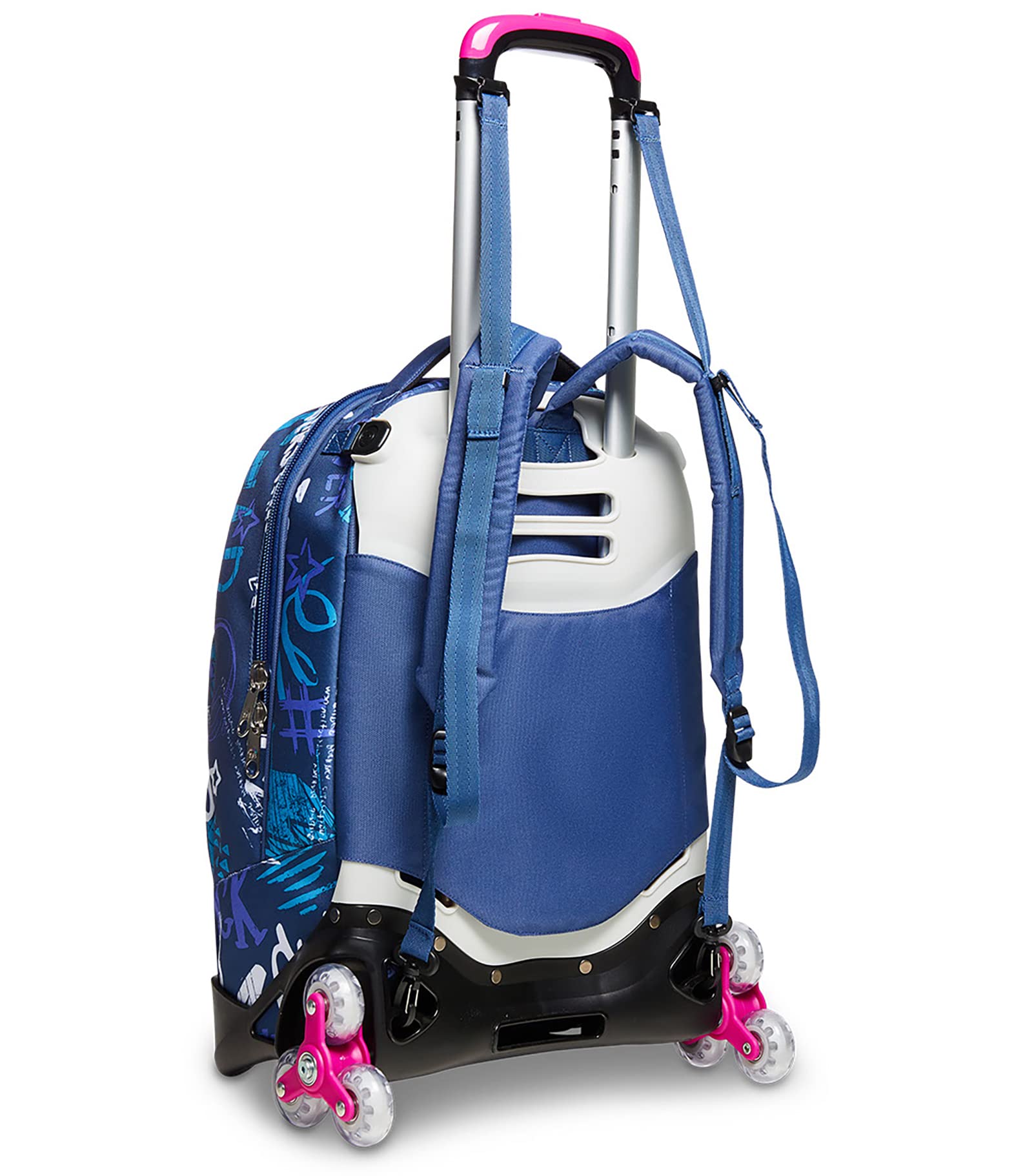 3-Wheel LED School Trolley Backpack - Detachable & Stylish for Girls - Twilight Blue