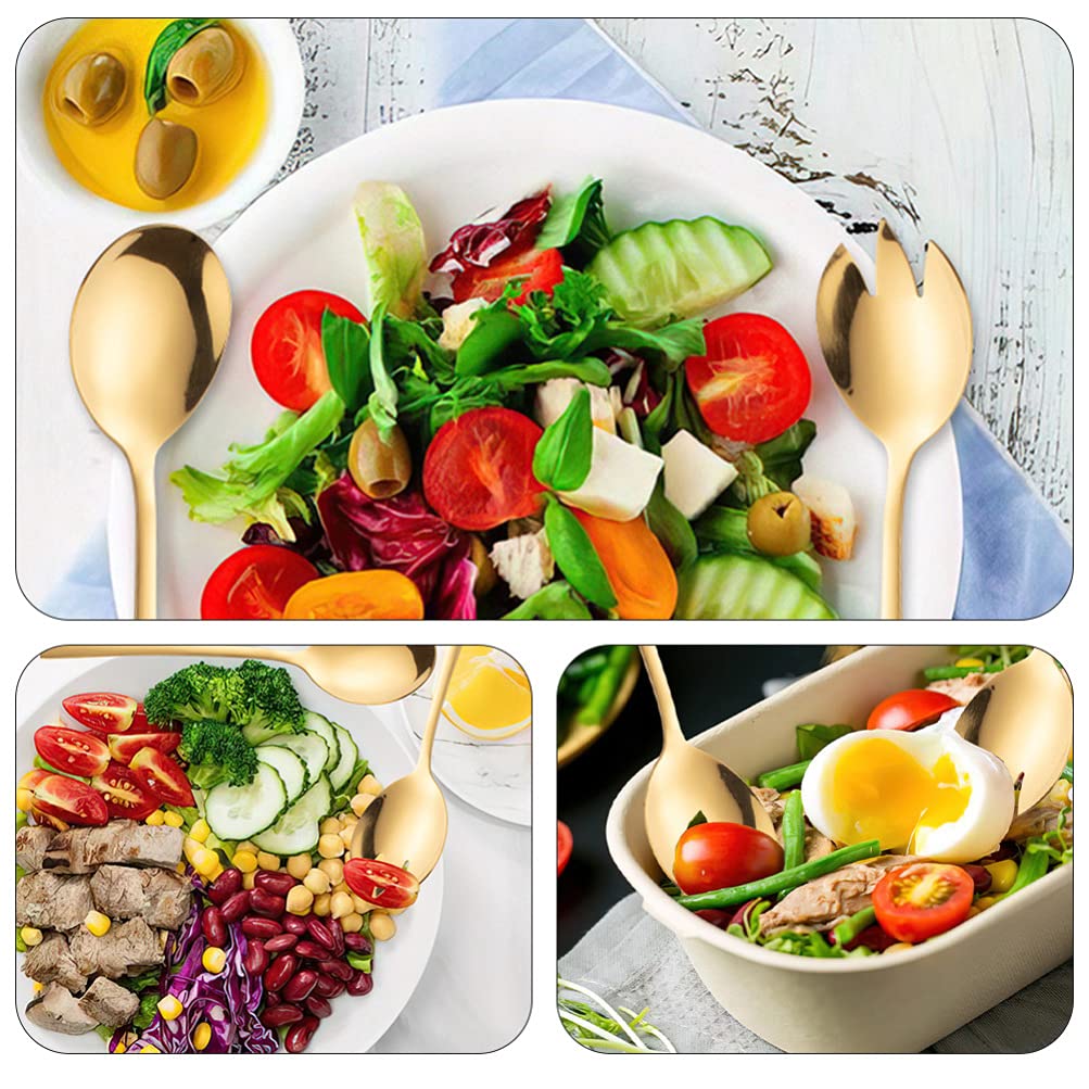 Hemoton 2-Piece Stainless Steel Salad Spoon Set - Italian Style Dinnerware, Travel & Backpacking Utensils, Coffee & Pasta Spoon, Multipurpose Kitchen Tool for Home, Camping, Picnics & Outdoor Dining