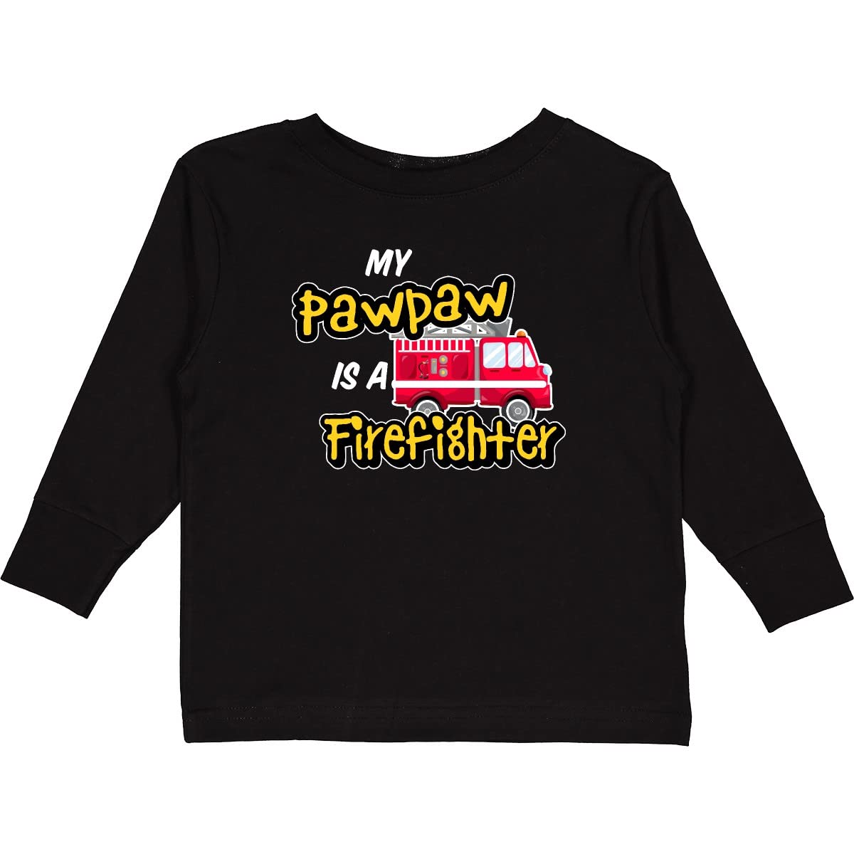 inktastic My Pawpaw is a Firefighter Toddler Long Sleeve T-Shirt with Fire Truck Design - Perfect for Playtime, Daycare & Family Outings