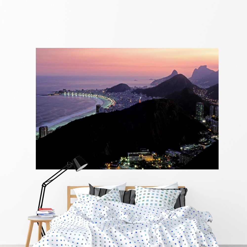 Rio de Janeiro Night Skyline Wall Mural - Peel & Stick Wall Decal (72