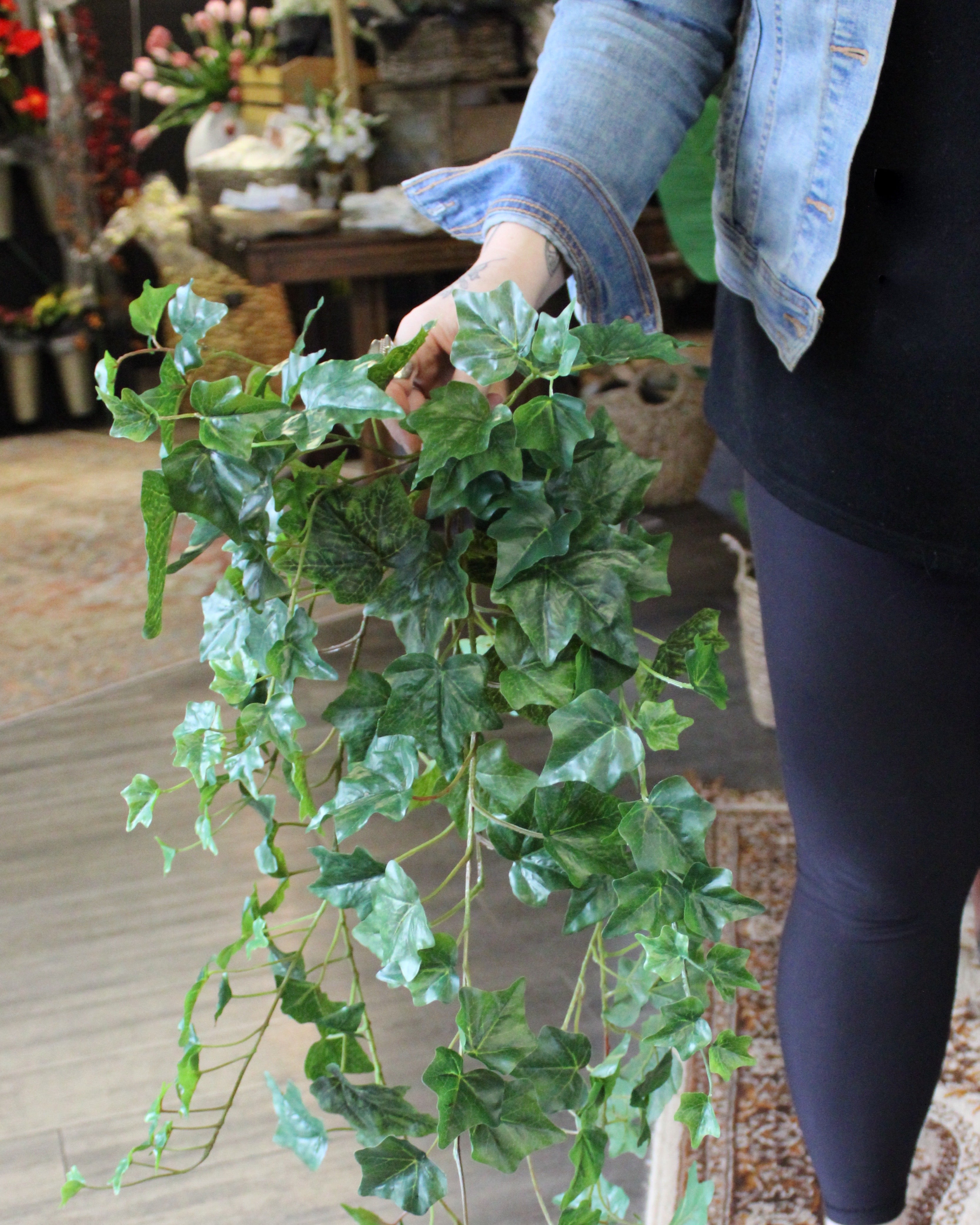 Artificial Hanging Ivy Bush - Realistic Fake Vine Plant for Home & Office Decor - Perfect for Wall, Shelf, and Indoor Greenery Enhancement